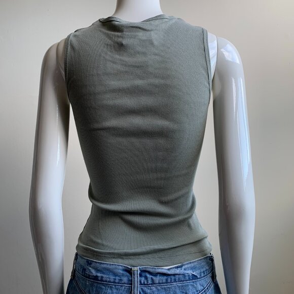 Billabong surf olive green cotton ribbed logo tank top - Picture 4 of 4